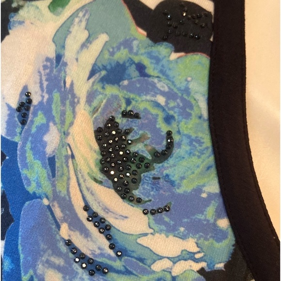 Luciana Knitwear~NWT~Soft~Beaded~Floral/Striped~Button Closure~Knit Top~Size 4X - Picture 3 of 15